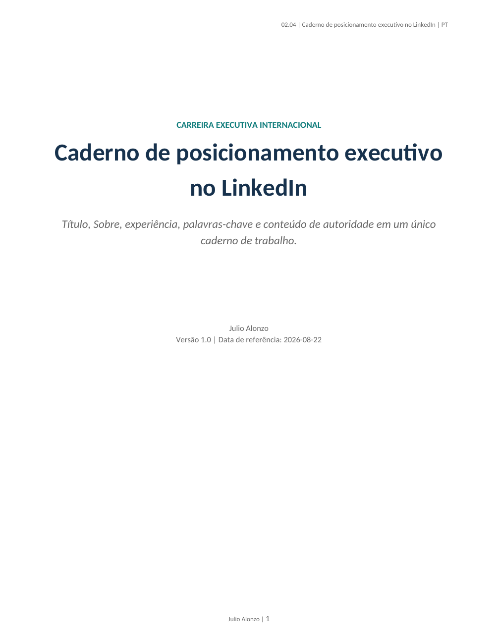 Portada real de LinkedIn Executive Positioning Workbook, Product_ID 02.04