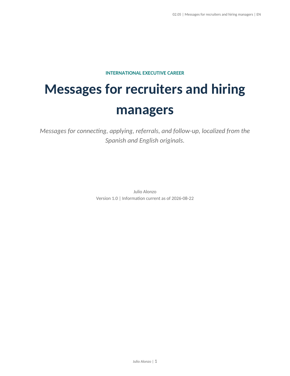 Portada real de Mensajes para reclutadores y hiring managers, Product_ID 02.05