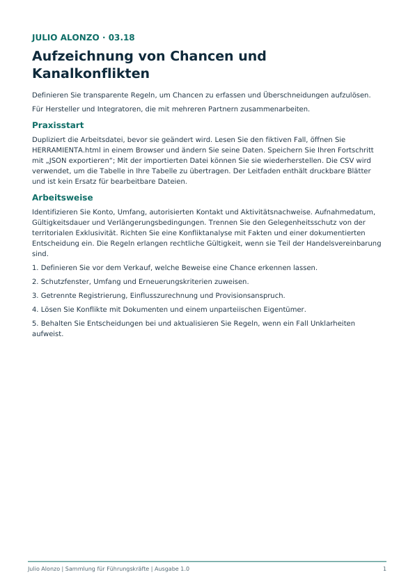 Portada real de Registro de oportunidades y conflictos de canal, Product_ID 03.18