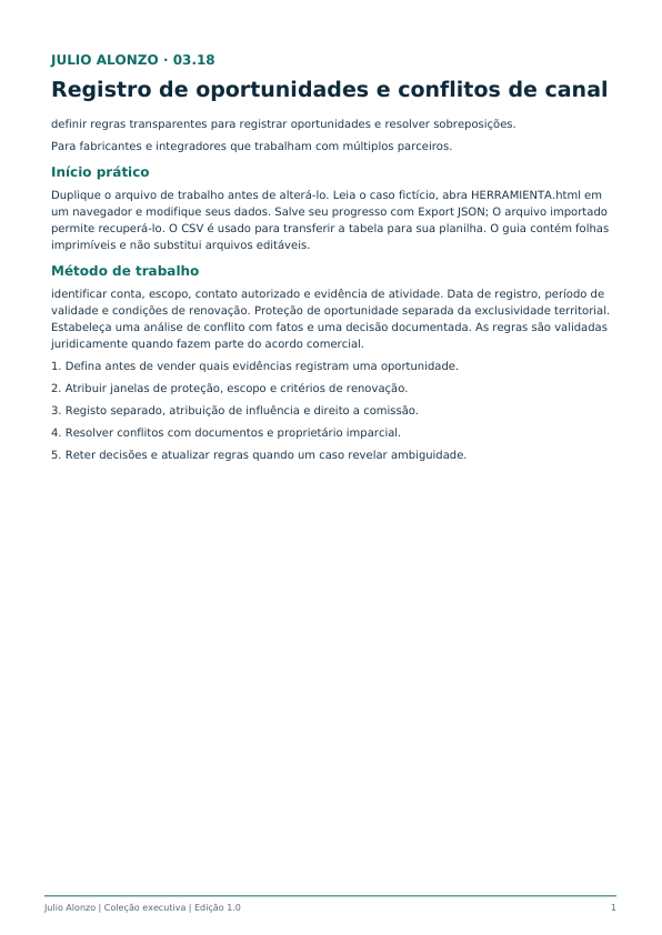 Portada real de Registro de oportunidades y conflictos de canal, Product_ID 03.18