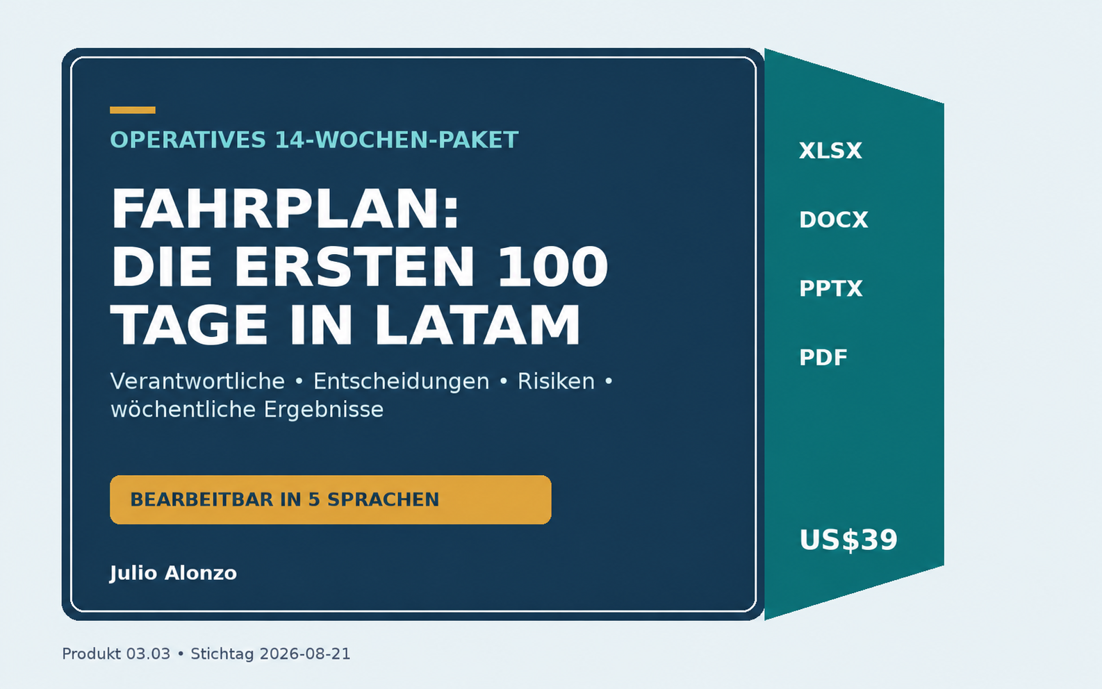 Portada real de First 100 Days LATAM Roadmap, Product_ID 03.03