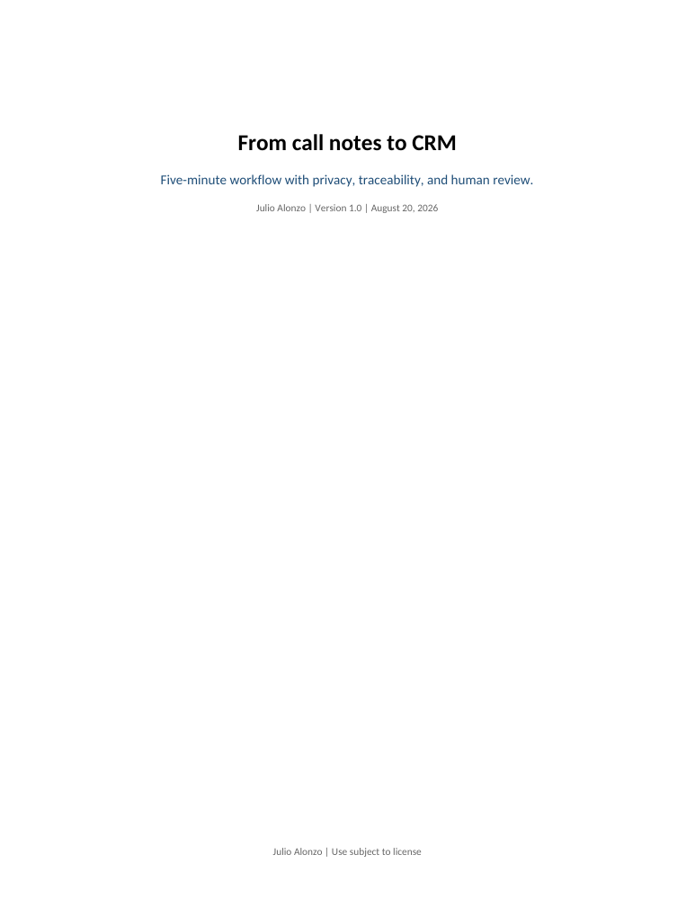 Portada real de De notas de llamada a CRM, Product_ID 04.05
