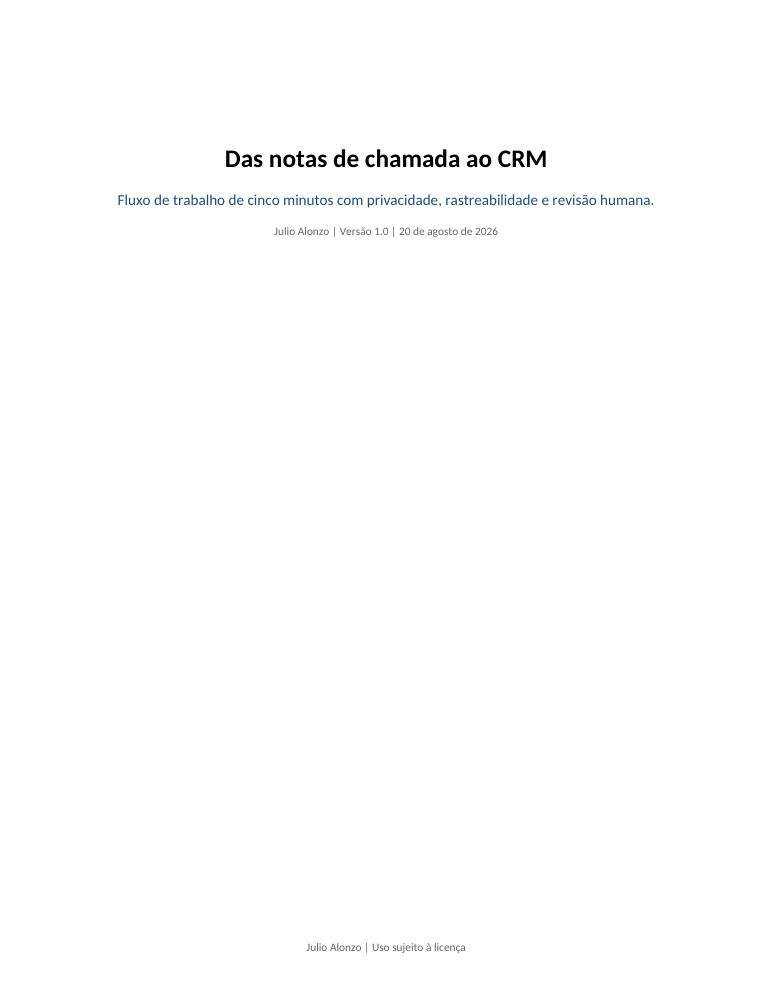 Portada real de De notas de llamada a CRM, Product_ID 04.05