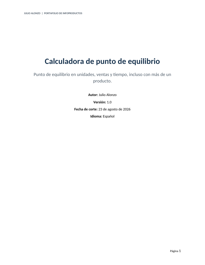 Portada real de Calculadora de punto de equilibrio, Product_ID 05.03
