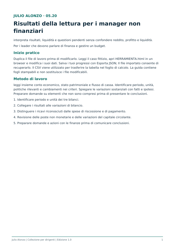 Portada real de Lectura de resultados para gerentes no financieros, Product_ID 05.20
