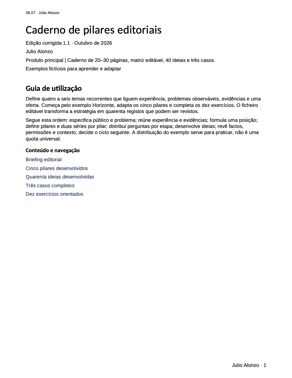 Portada real de Workbook de pilares editoriales, Product_ID 06.07