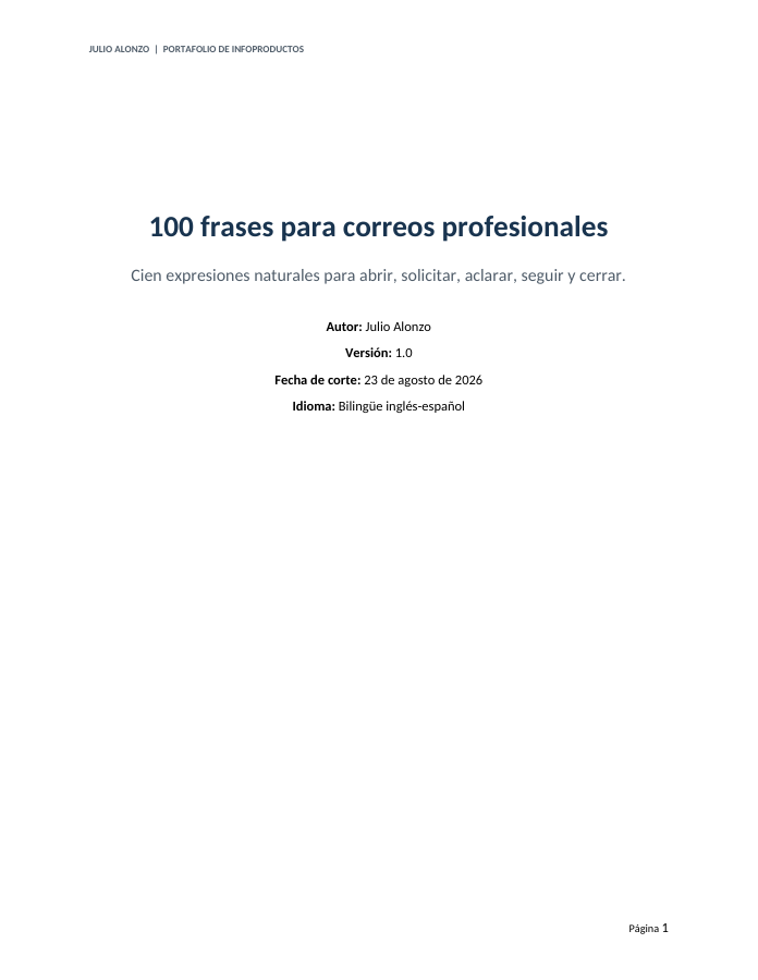Portada real de 100 frases para correos profesionales, Product_ID 07.01