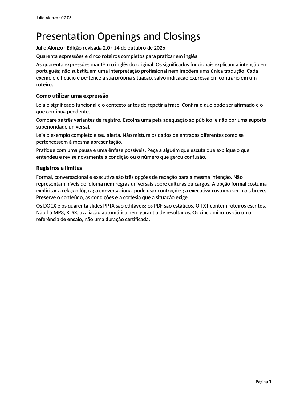 Portada real de Presentation Openings and Closings, Product_ID 07.06