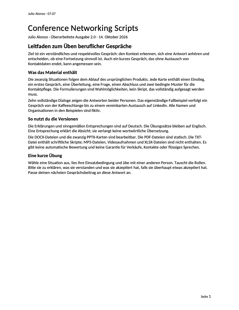 Portada real de Conference Networking Scripts, Product_ID 07.07
