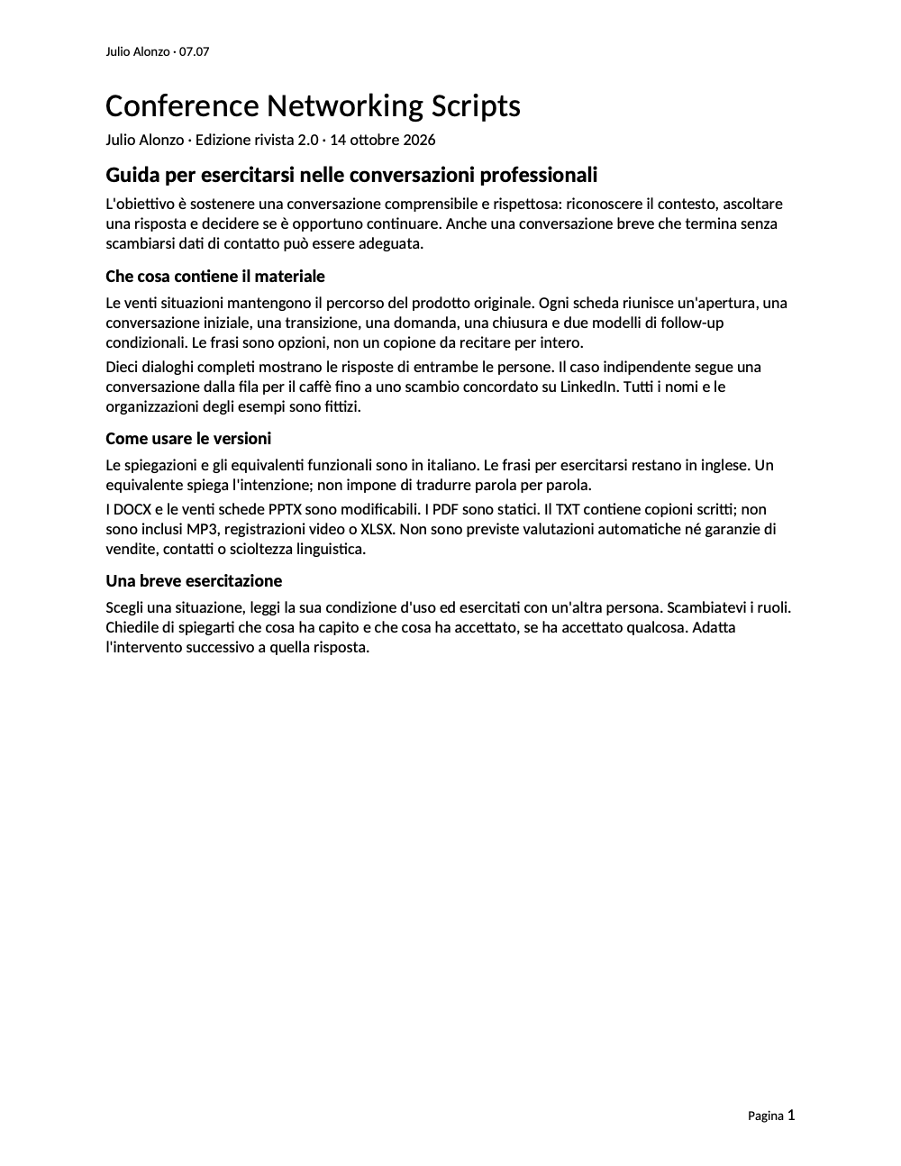 Portada real de Conference Networking Scripts, Product_ID 07.07