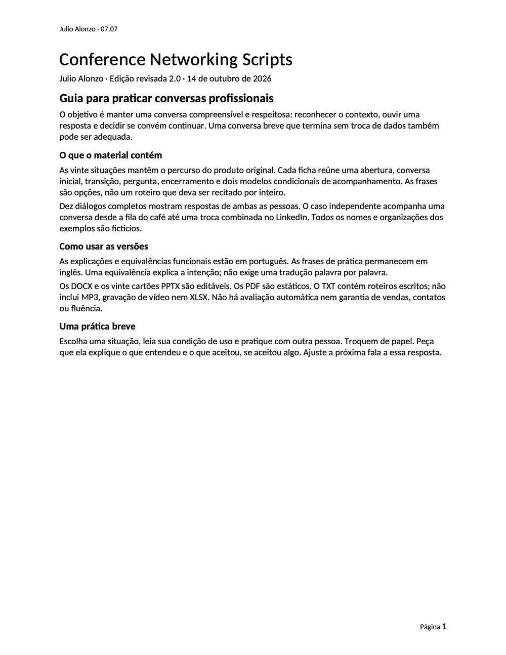 Portada real de Conference Networking Scripts, Product_ID 07.07