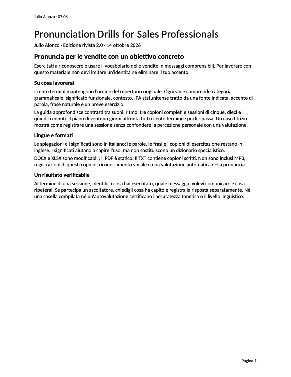 Portada real de Pronunciation Drills for Sales Professionals, Product_ID 07.08