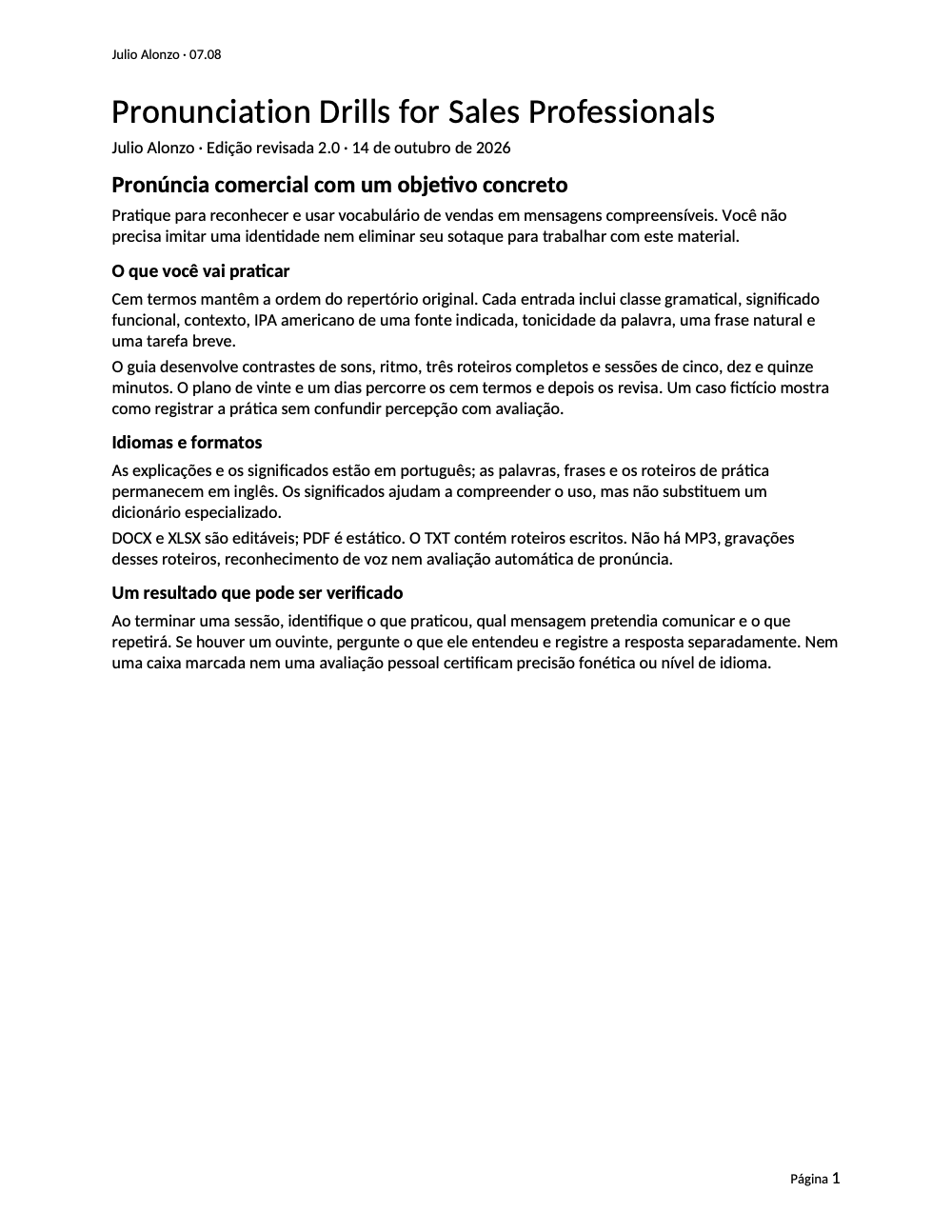 Portada real de Pronunciation Drills for Sales Professionals, Product_ID 07.08